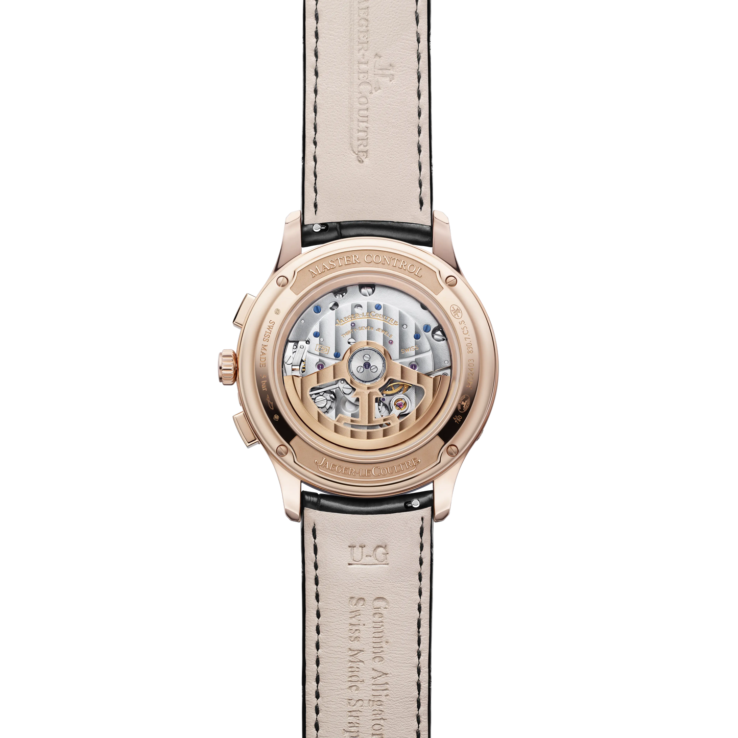 JLC - Master Control Chronograph Calendar - 40 MM - Pink Gold - Black Dial - Black Leather Strap - Q413257J
