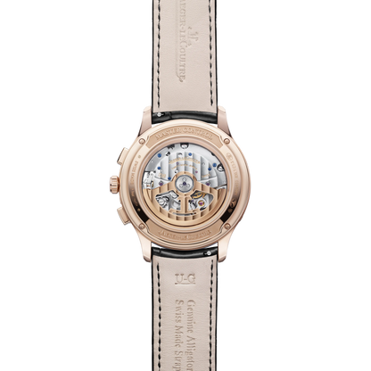 JLC - Master Control Chronograph Calendar - 40 MM - Pink Gold - Black Dial - Black Leather Strap - Q413257J