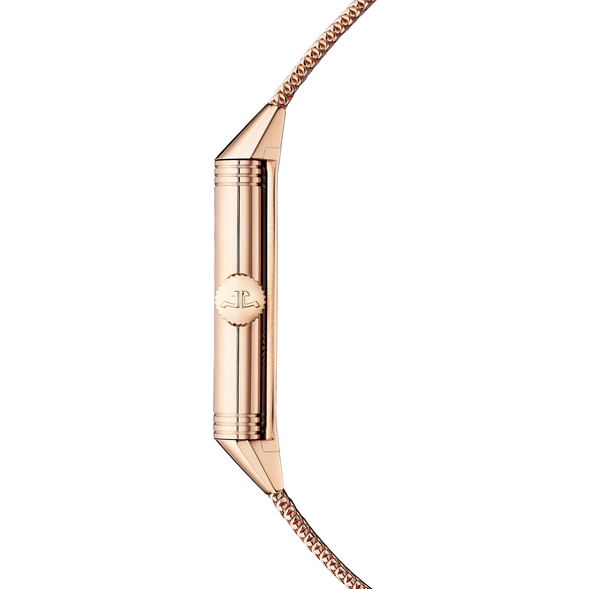 JLC - Reverso Tribute Monoface Small Seconds - 45.6 MM x 27.4 MM - Pink Gold - Golden Grained Dial - Milanese Gold Mesh Bracelet - Q713216J