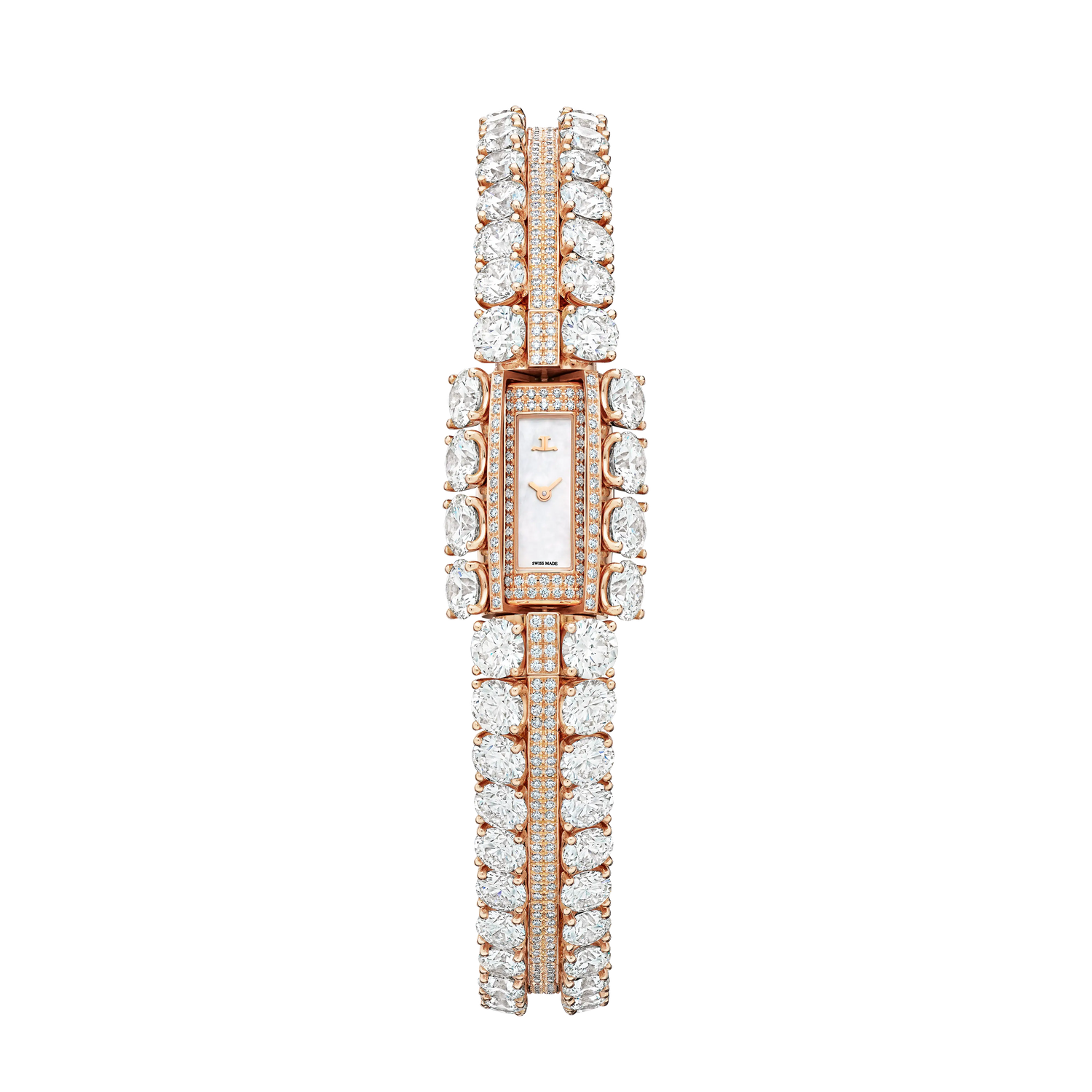 JLC - Calibre 101 Secrets - 29.07 MM x 12.22 MM - Pink Gold - Mother-Of-Pearl Dial - Diamond Bezel - Pave Diamond Pink Gold Bracelet - Q2872201