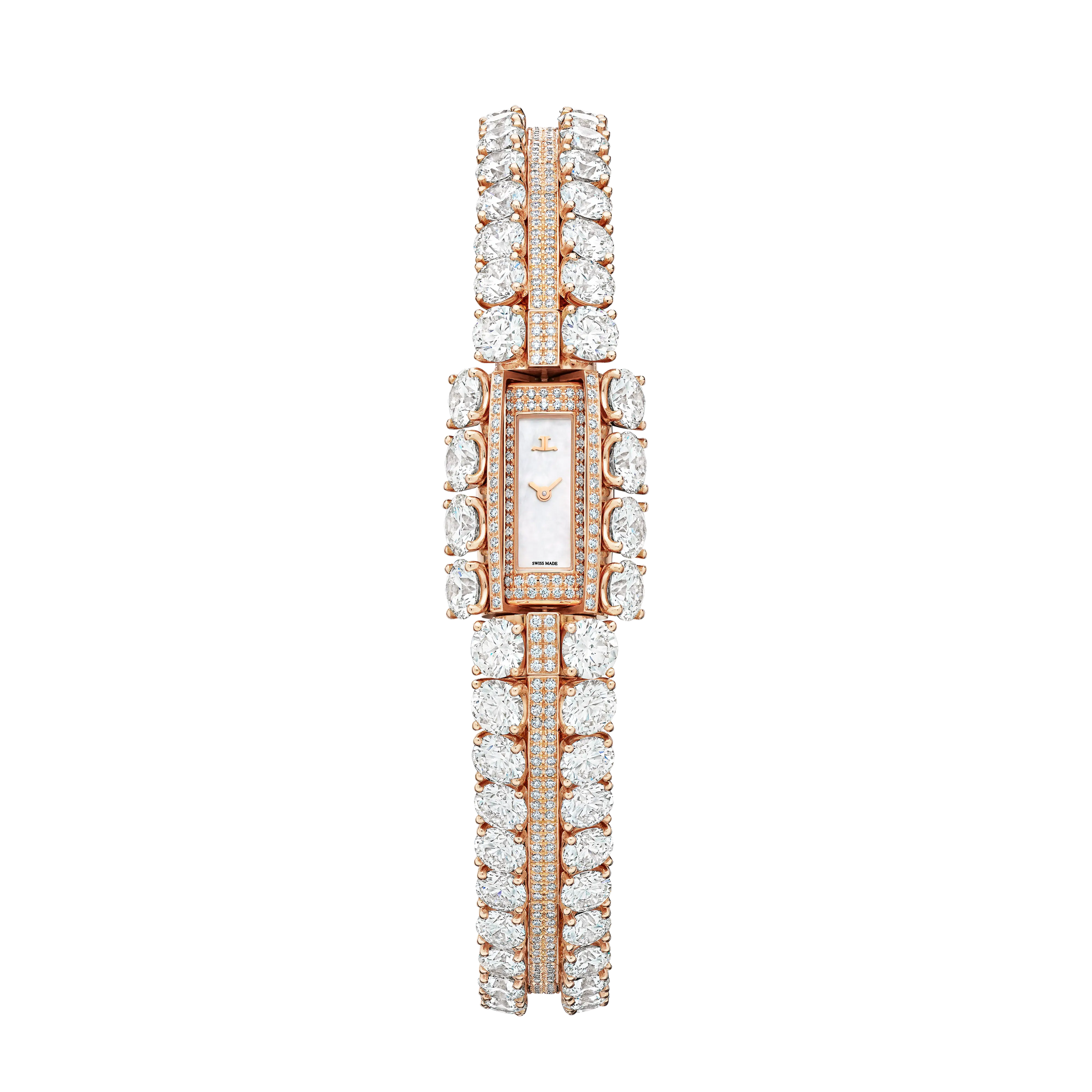 JLC - Calibre 101 Secrets - 29.07 MM x 12.22 MM - Pink Gold - Mother-Of-Pearl Dial - Diamond Bezel - Pave Diamond Pink Gold Bracelet - Q2872201