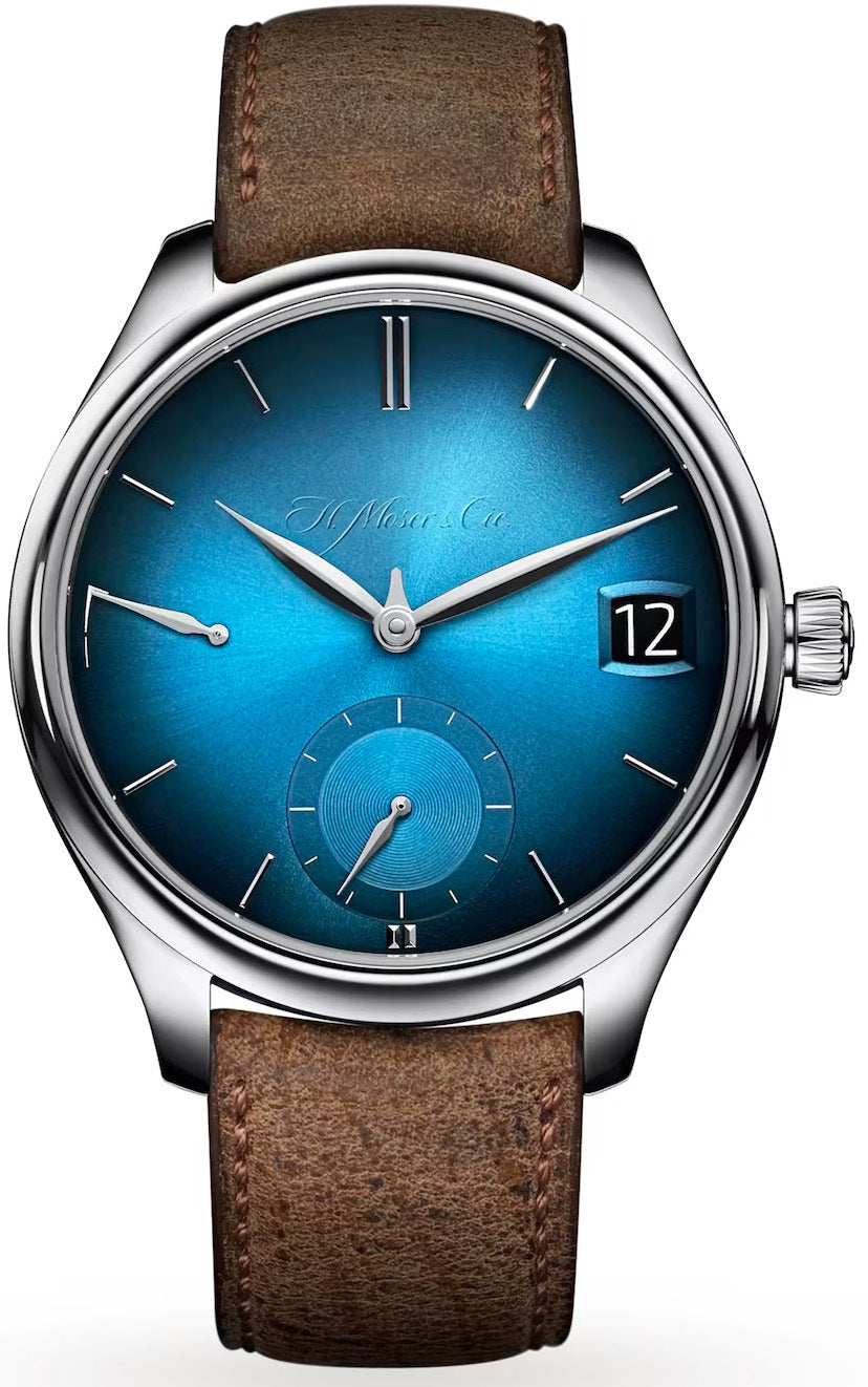 H. Moser & Cie Endeavour Perpetual Calendar - 42 MM - White Gold - Funky Blue Fumé Dial - Kudu Leather Strap - 1800-0204