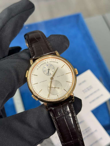 A.Lange & Söhne Saxonia Dual Time - 40 MM - Rose Gold - Silver Dial - 385.032