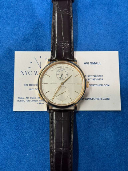 A.Lange & Söhne Saxonia Dual Time - 40 MM - Rose Gold - Silver Dial - 385.032