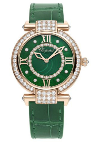 Chopard Imperiale Rose Gold 36 MM - Green Strap - Diamond Bezel - Green Dial - 385377-5002