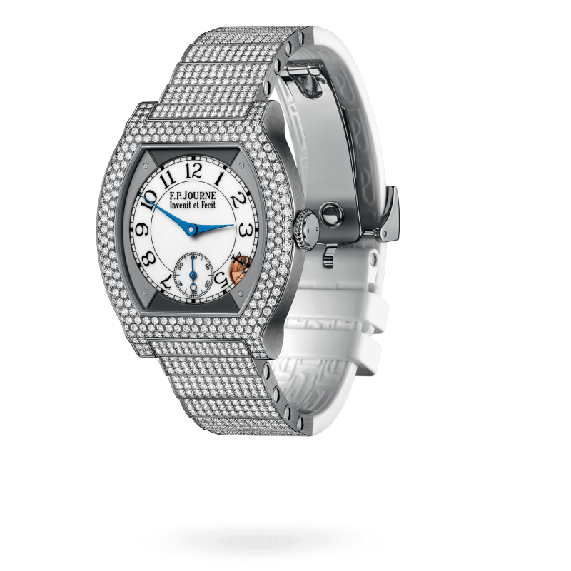 F.P. Journe Elégante Titanium with 12 rows of diamonds and set bracelet Titanium 40 x 35 MM - Titanium Diamond Bracelet - Diamond Bezel - White Dial - Titanium with 12 rows of diamonds and set bracelet  nyc watcher nyc watches