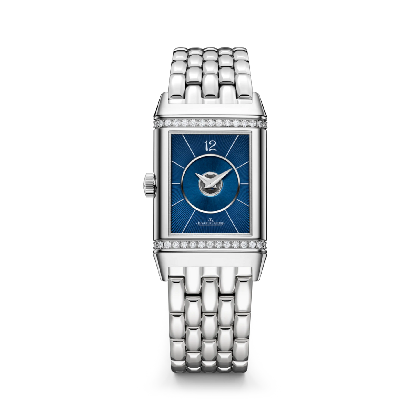 JLC - Reverso Classic Duetto - 40 MM x 24.4 MM - Stainless Steel - Silvered-Gray/Blue Dial - Diamond-Set Case - Stainless Steel Bracelet - Q2578181