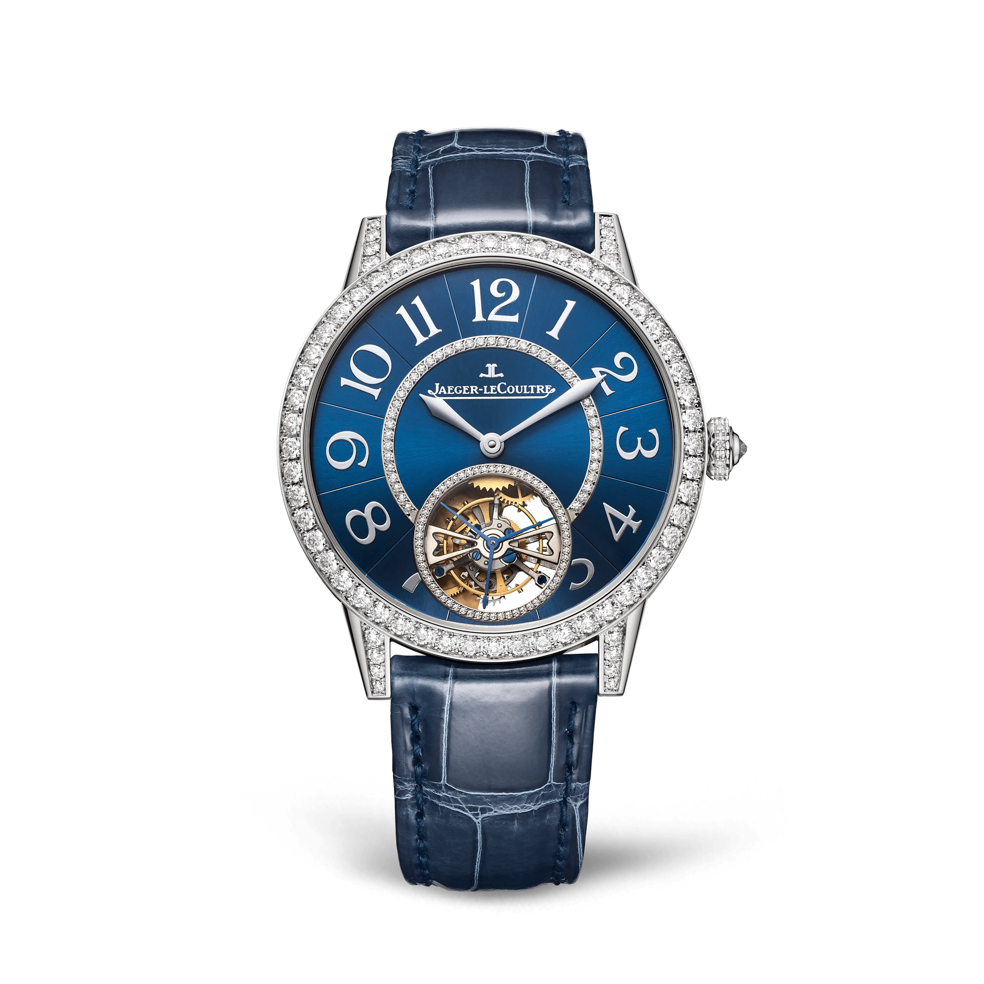 JLC - Rendez-Vous Jewellery Tourbillon - 39 MM - White Gold - Blue Diamond-Set Dial - Diamond Bezel - Blue Leather Strap - Q3413480