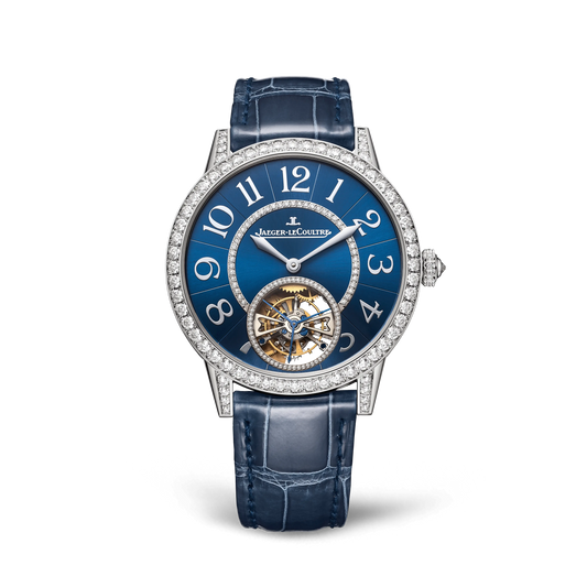 JLC - Rendez-Vous Jewellery Tourbillon - 39 MM - White Gold - Blue Diamond-Set Dial - Diamond Bezel - Blue Leather Strap - Q3413480