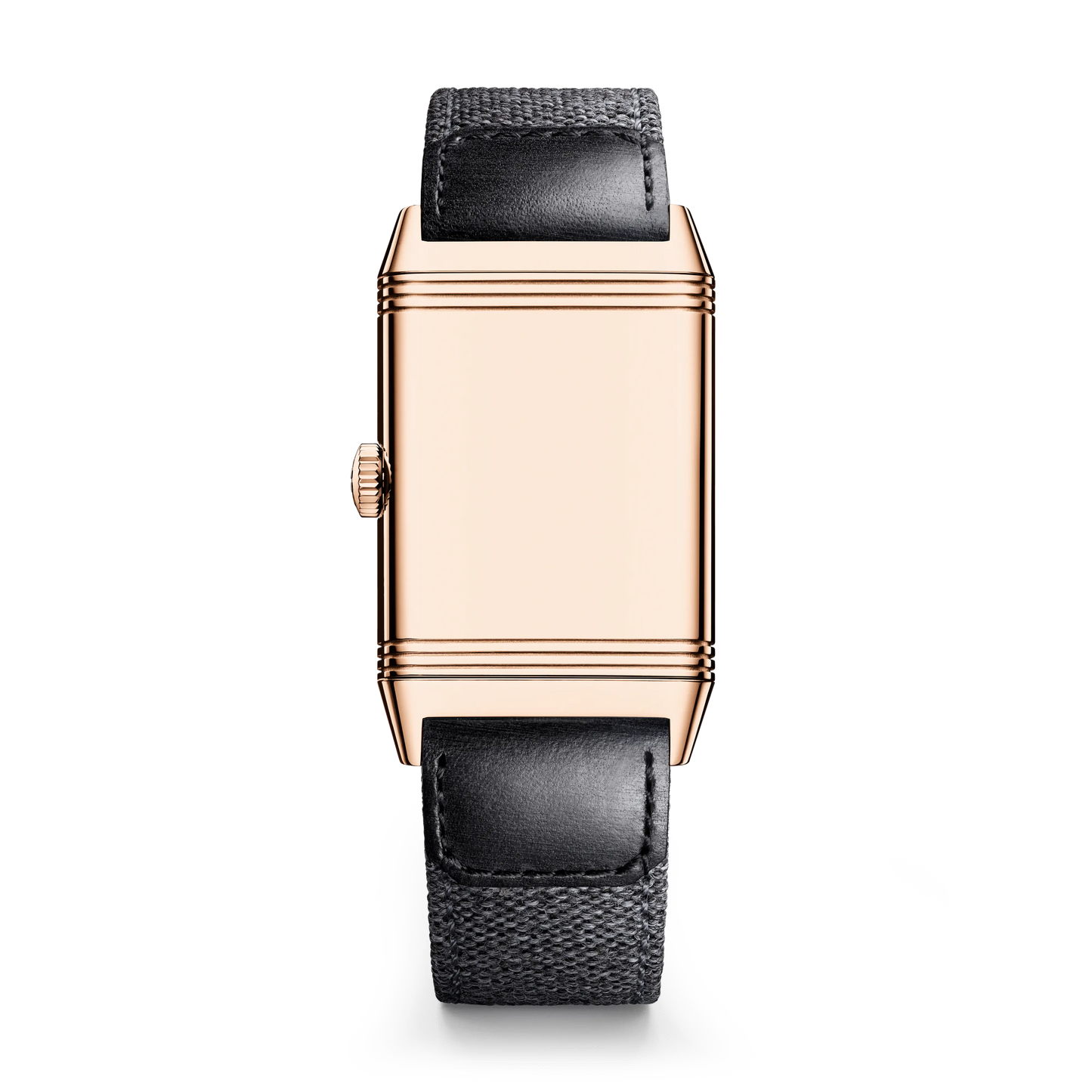 JLC - Reverso Tribute Monoface Small Seconds - 45.6 MM x 27.4 MM - Pink Gold - Black Dial - Black Leather/Canvas Strap - Q713257J