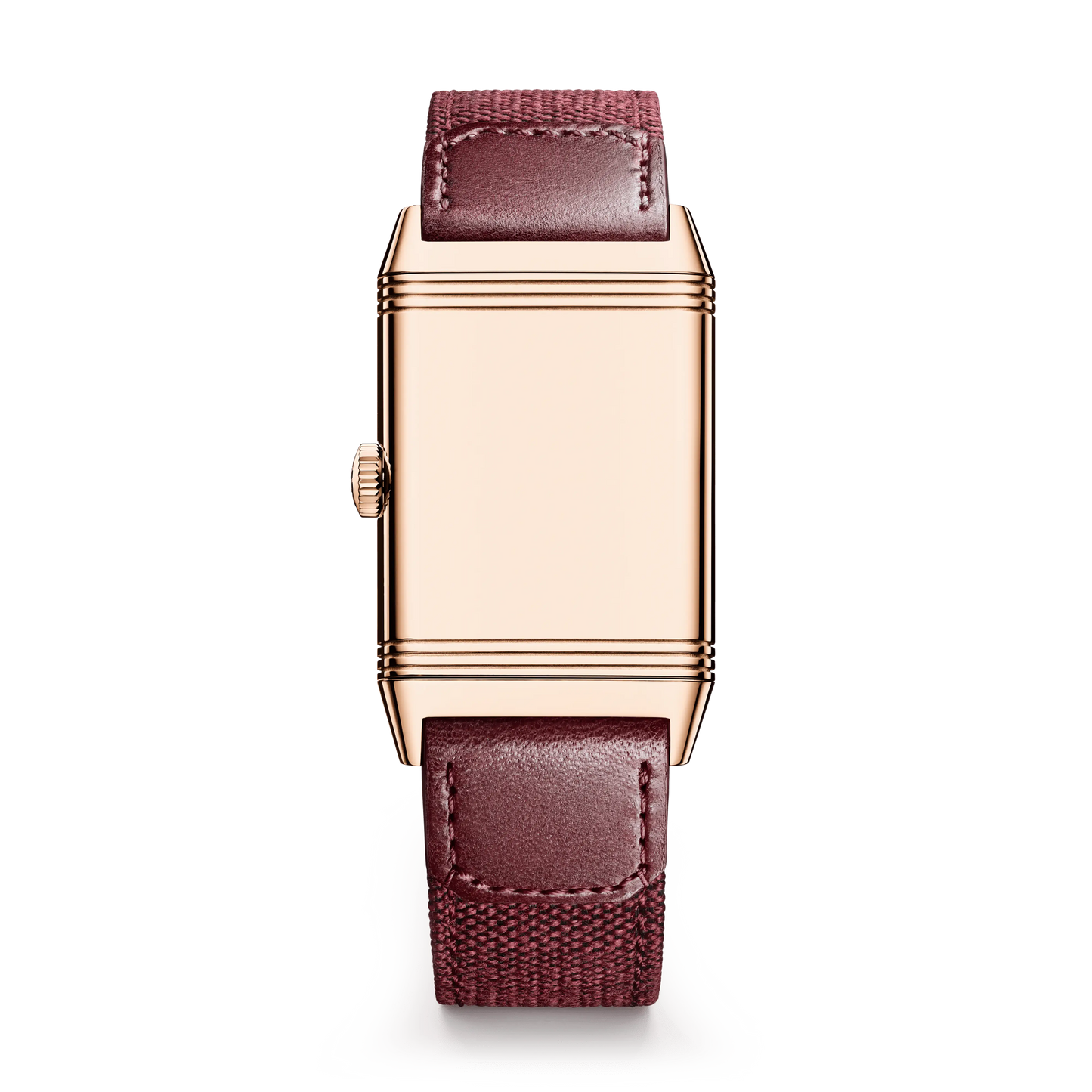 JLC - Reverso Tribute Monoface Small Seconds - 45.6 MM x 27.4 MM - Pink Gold - Burgundy Dial - Burgundy Leather/Canvas Strap - Q713256J