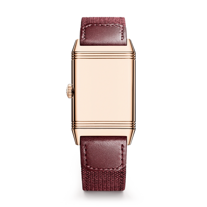 JLC - Reverso Tribute Monoface Small Seconds - 45.6 MM x 27.4 MM - Pink Gold - Burgundy Dial - Burgundy Leather/Canvas Strap - Q713256J