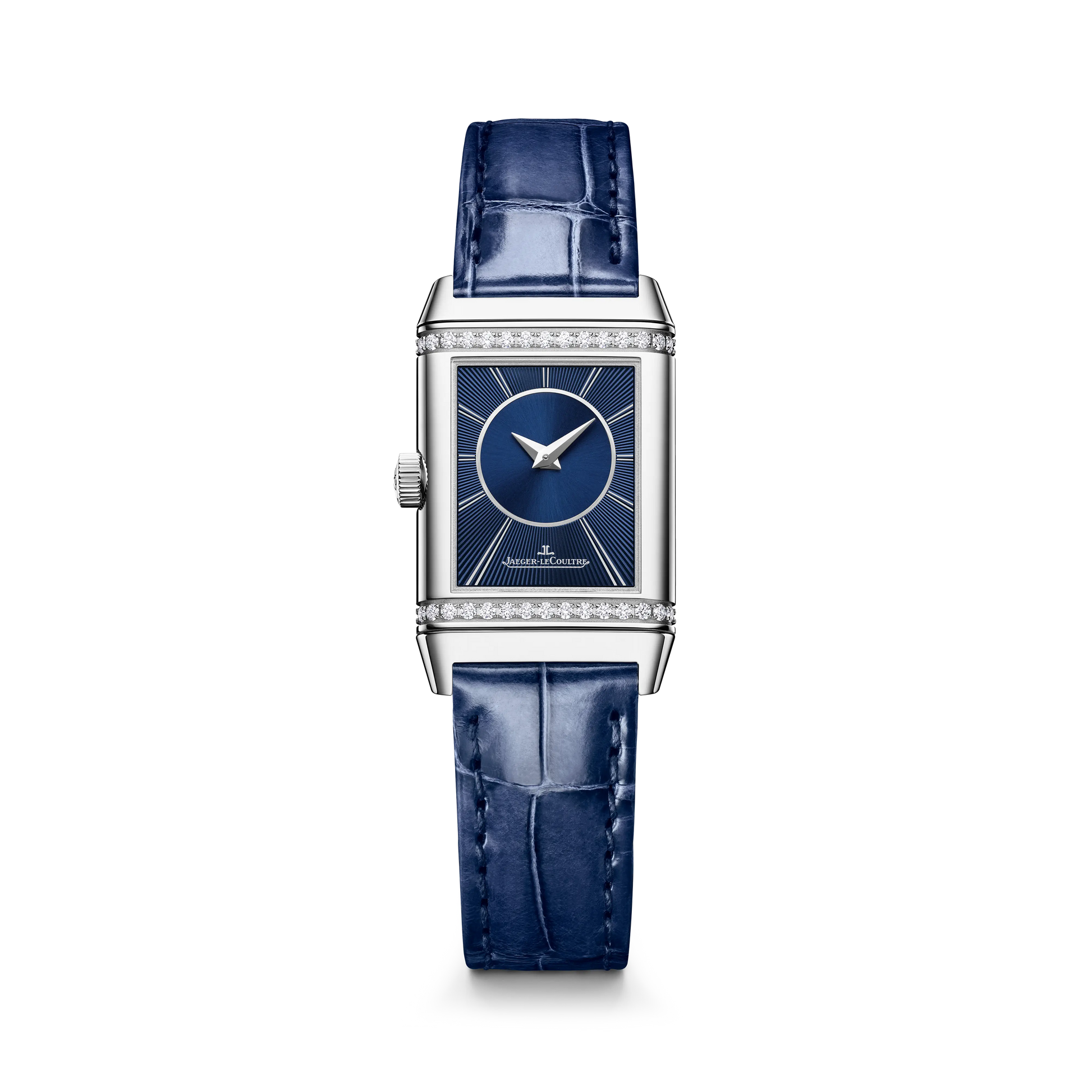 JLC - Reverso Classic Duetto - 34.2 MM x 21 MM - Stainless Steel - Silvered-Gray/Blue Dial - Blue Leather Strap - Q2668443