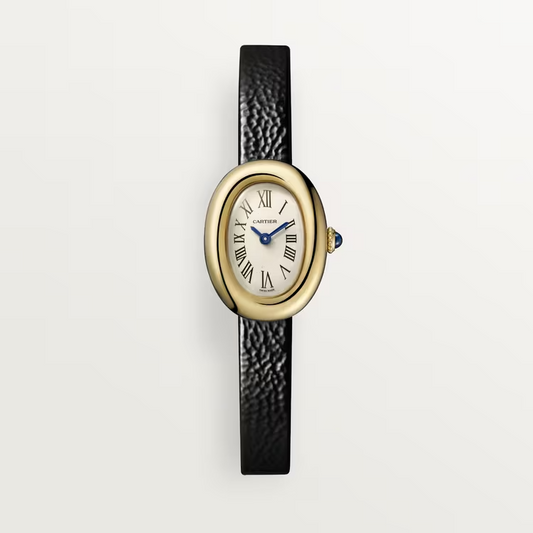 Cartier Baignoire de Cartier Yellow Gold 24.6 MM - Black Varnished Calfskin Strap - Silvered Dial - WGBA0017