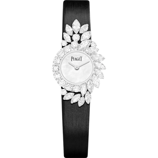 Piaget High Jewellery - White Gold 18 MM - Black Satin Strap - Diamond Bezel - Mother-of-pearl Dial - G0A45037