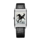 JLC - Reverso Tribute Enamel Xu Beihong Two Horses - Limited Edition - 45.6 MM x 27.4 MM - White Gold - Blue Guilloché Enamel Dial - Black Leather Strap - Q39334B2