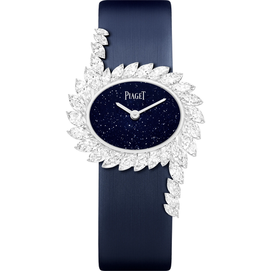 Piaget Limelight Gala - White Gold 22.9 x 27.9 MM - Blue Satin Strap - Diamond Bezel - Blue Dial - G0A47168