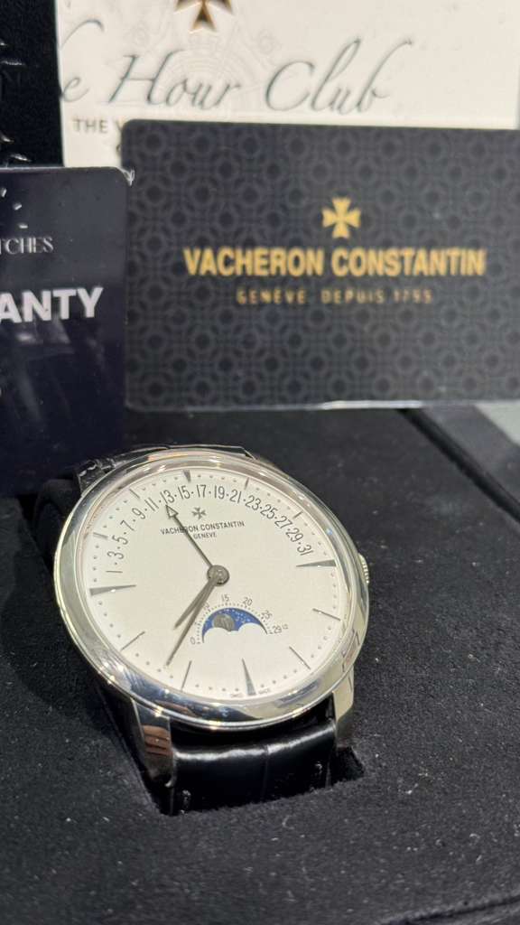 Vacheron Constantin Patrimony White Gold 42.5 MM - Black Leather Strap - White Dial - 4010U/000G-B330