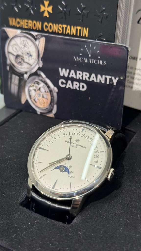 Vacheron Constantin Patrimony White Gold 42.5 MM - Black Leather Strap - White Dial - 4010U/000G-B330