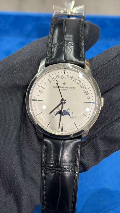 Vacheron Constantin Patrimony White Gold 42.5 MM - Black Leather Strap - White Dial - 4010U/000G-B330