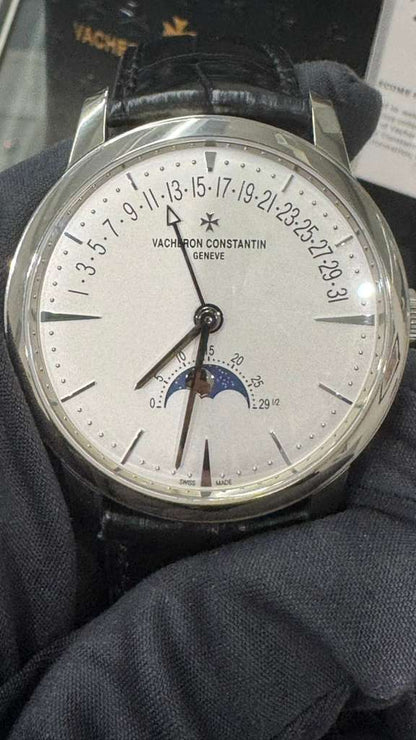 Vacheron Constantin Patrimony White Gold 42.5 MM - Black Leather Strap - White Dial - 4010U/000G-B330
