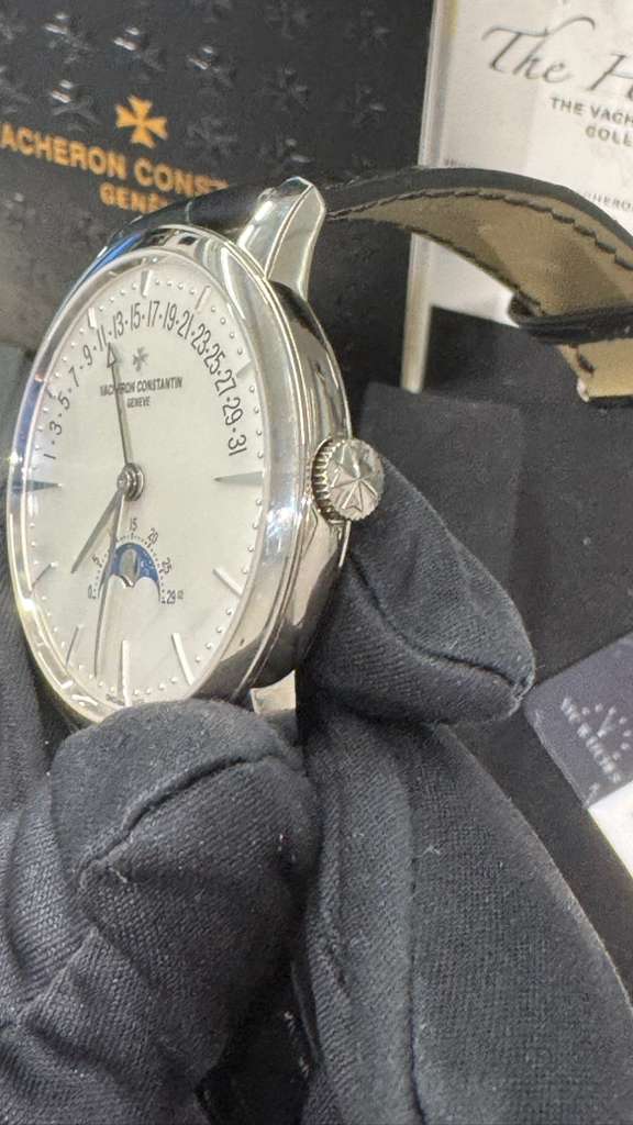 Vacheron Constantin Patrimony White Gold 42.5 MM - Black Leather Strap - White Dial - 4010U/000G-B330