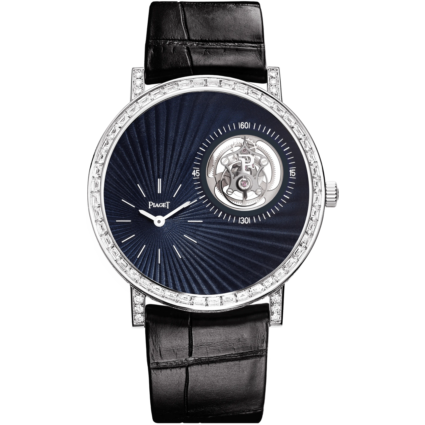 Piaget Altiplano - White Gold 41 MM - Black Leather Strap - Diamond Bezel - Blue Dial - G0A42204