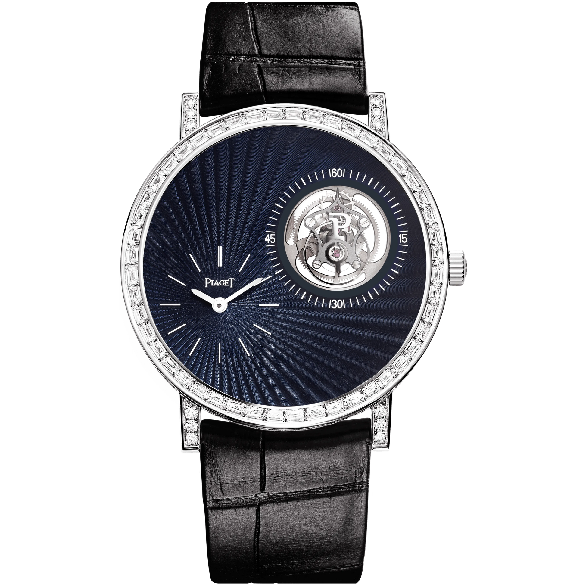 Piaget Altiplano - White Gold 41 MM - Black Leather Strap - Diamond Bezel - Blue Dial - G0A42204