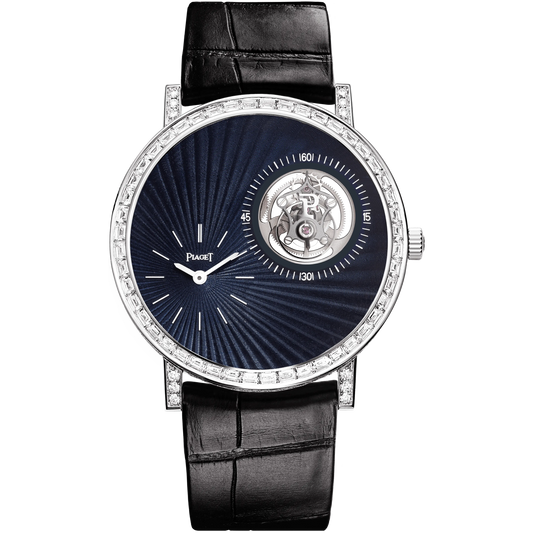 Piaget Altiplano - White Gold 41 MM - Black Leather Strap - Diamond Bezel - Blue Dial - G0A42204