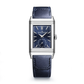 JLC - Reverso Tribute Monoface Small Seconds - 45.6 MM x 27.4 MM - Stainless Steel - Blue Dial - Blue Leather Strap - Q397848J