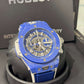 Hublot - Big Bang Cannes & St. Tropez - 45 MM - Blue Ceramic - Skeleton Blue Dial - White and Blue Rubber Strap - Limited Edition - 411.EX.5129.RX