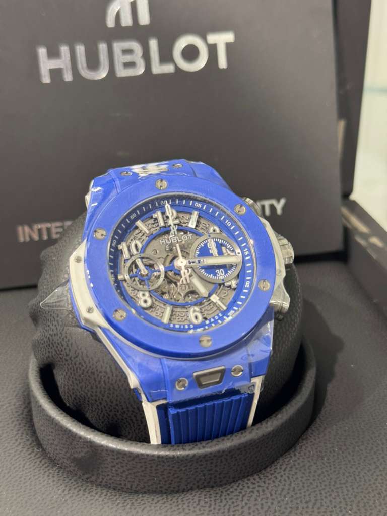 Hublot - Big Bang Cannes & St. Tropez - 45 MM - Blue Ceramic - Skeleton Blue Dial - White and Blue Rubber Strap - Limited Edition - 411.EX.5129.RX