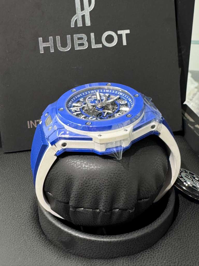 Hublot - Big Bang Cannes & St. Tropez - 45 MM - Blue Ceramic - Skeleton Blue Dial - White and Blue Rubber Strap - Limited Edition - 411.EX.5129.RX