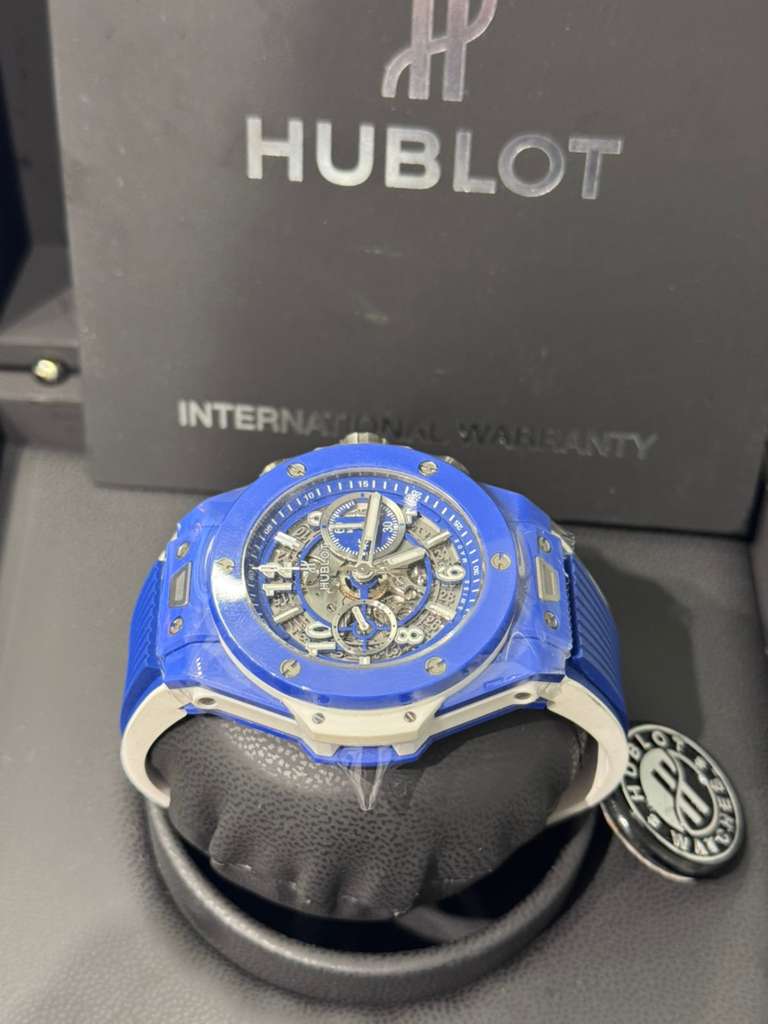 Hublot - Big Bang Cannes & St. Tropez - 45 MM - Blue Ceramic - Skeleton Blue Dial - White and Blue Rubber Strap - Limited Edition - 411.EX.5129.RX