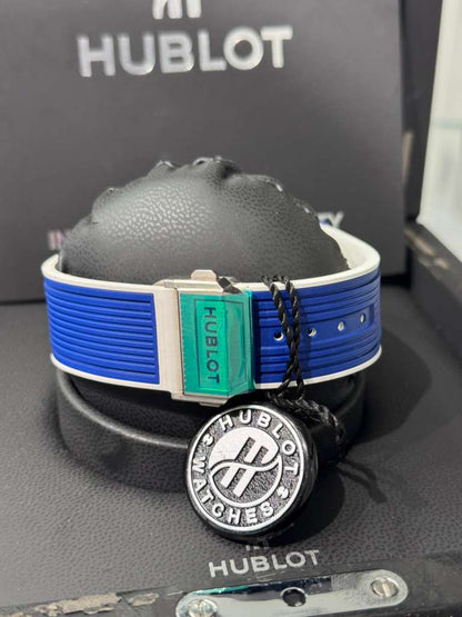 Hublot - Big Bang Cannes & St. Tropez - 45 MM - Blue Ceramic - Skeleton Blue Dial - White and Blue Rubber Strap - Limited Edition - 411.EX.5129.RX