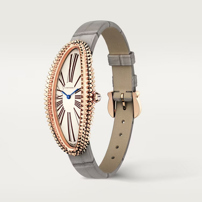 Cartier Baignoire Allongée Rose gold 47 MM - Light Gray Alligator Strap - Silver Dial - WGBA0009