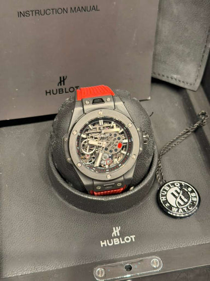 Hublot Big Bang MECA Black Ceramic - 45 MM - Black Rubber Strap - Skeleton Dial - 414.CI.1123.RX