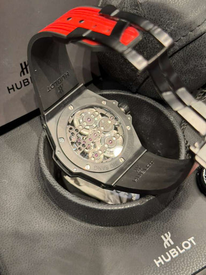 Hublot Big Bang MECA Black Ceramic - 45 MM - Black Rubber Strap - Skeleton Dial - 414.CI.1123.RX