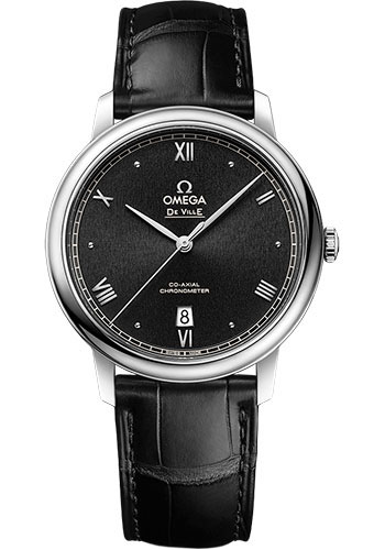 Omega De Ville Stainless Steel 39.5 MM - Black Leather Strap - Black Dial - 424.13.40.20.01.002 nyc watcher nyc watches