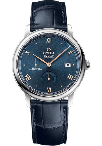 Omega De Ville Stainless Steel 39.5 MM - Blue Leather Strap - Blue Dial - 424.13.40.21.03.003