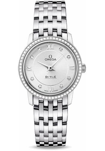 Omega De Ville Stainless Steel 27.5 MM - Stainless Steel Bracelet - Diamond Bezel - Silver Diamond Dial - 424.15.27.60.52.001 nyc watcher nyc watches