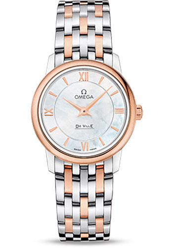 Omega De Ville Stainless Steel and Rose Gold 27.4 MM - Stainless Steel and Rose Gold Bracelet - Mother-Of-Pearl Dial - 424.20.27.60.05.002 nyc watcher nyc watches