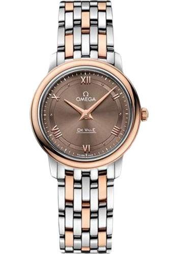 Omega De Ville Stainless Steel and Rose Gold 27.4 MM - Stainless Steel and Rose Gold Bracelet - Brown Dial - 424.20.27.60.13.001 nyc watcher nyc watches