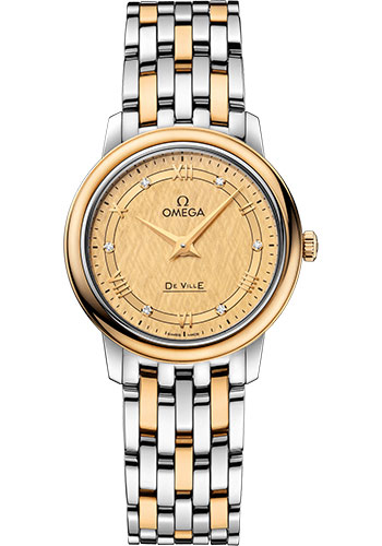 Omega De Ville Stainless Steel and Yellow Gold 27.4 MM - Stainless Steel and Yellow Gold Bracelet - Champagne Dial - 424.20.27.60.58.004 nyc watcher nyc watches