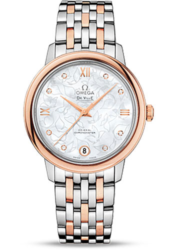 Omega De Ville Stainless Steel and Rose Gold 32.7 MM - Stainless Steel and Rose Gold Bracelet -  Mother-Of-Pearl Dial - 424.20.33.20.55.001 nyc watcher nyc watches