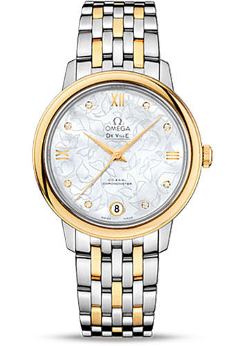 Omega De Ville Stainless Steel and Yellow Gold 32.7 MM - Stainless Steel and Yellow Gold Bracelet - Mother-Of-Pearl Dial - 424.20.33.20.55.002  nyc watcher nyc watches