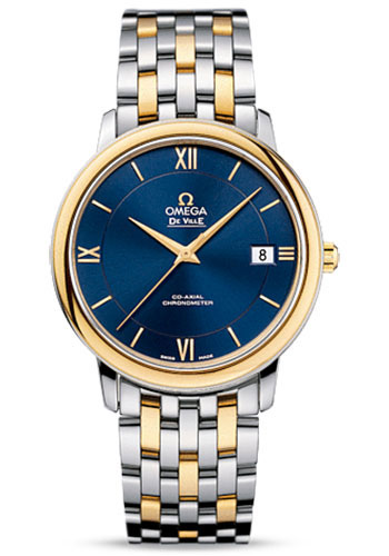 Omega De Ville Stainless Steel and Yellow Gold 36.8 MM - Stainless Steel and Yellow Gold Bracelet - Blue Dial - 424.20.37.20.03.001 nyc watcher nyc watches