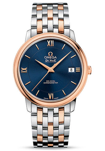 Omega De Ville Stainless Steel and Rose Gold 36.8 MM - Stainless Steel and Rose Gold Bracelet - Blue Dial - 424.20.37.20.03.002 nyc watcher nyc watches