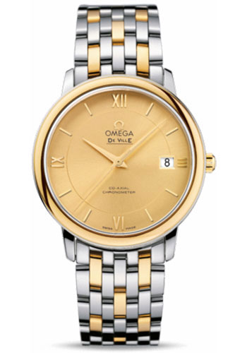 Omega De Ville Stainless Steel and Yellow Gold 36.8 MM - Stainless Steel and Yellow Gold Bracelet - Champagne Dial - 424.20.37.20.08.001 nyc watcher nyc watches