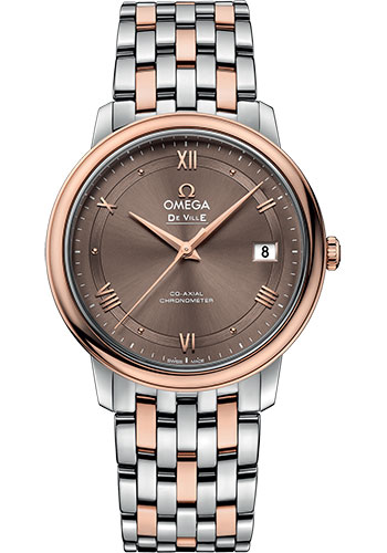 Omega De Ville Stainless Steel and Rose Gold 36.8 MM - Stainless Steel and Rose Gold Bracelet - Brown Dial - 424.20.37.20.13.001 nyc watcher nyc watches